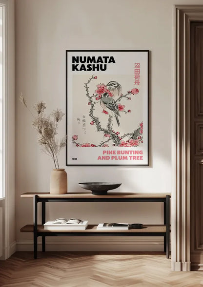 Kashu Vogel Pflaumenbaum Rosa Blüte Japanischer Stil Gemälde