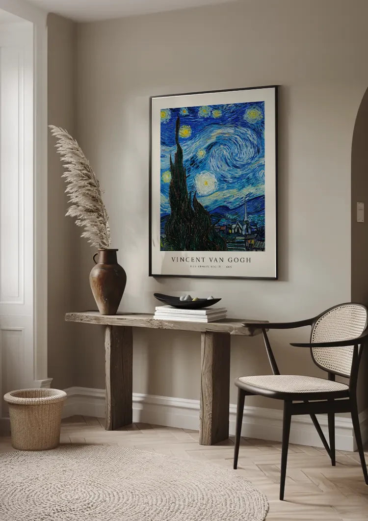 Van Gogh Sternennacht Nachthimmel Blaue Wirbel Malerei