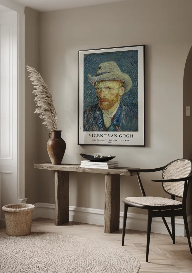 Van Gogh Zelfportret Grijze Vilten Hoed 1887 Schilderij