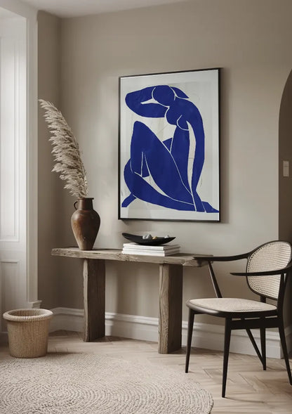 Blue Female Silhouette White Background Abstract Painting