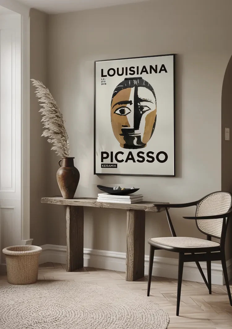 Picasso Louisiana Museum Tentoonstelling Poster Zwart Goud Gezicht Schilderij