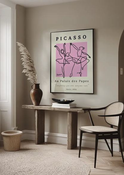 Picasso Au Palais des Papes Balletdansers Lijnwerk Roze Poster Schilderij
