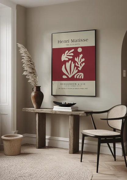 H. Matisse Abstracte Bladvormen Wit Rood Berggruen Galerie Poster Schilderij