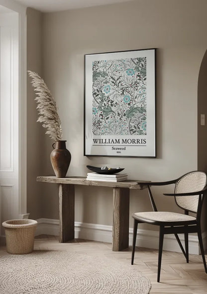 William Morris Seaweed Groen Blauw Botanisch Vloeiend Bloemenpatroon Klassiek Kunst Schilderij