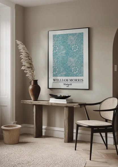 William Morris Ringelblume Türkis Blumenmuster Gemälde