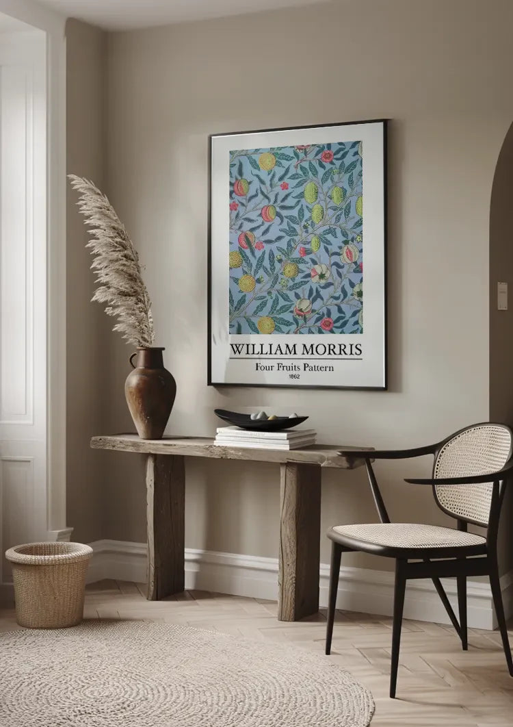 William Morris Obstmuster Bunte Früchte Blauer Hintergrund Gemälde
