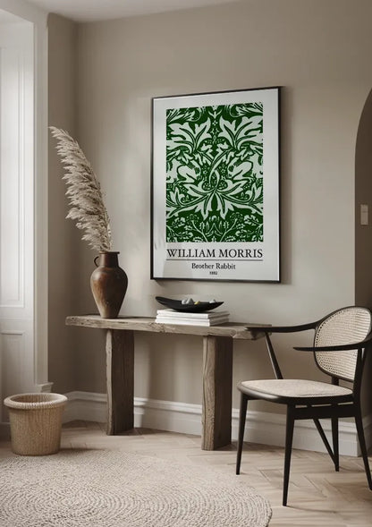 William Morris Brother Rabbit Dunkelgrün Weiß Botanisches Muster Gemälde