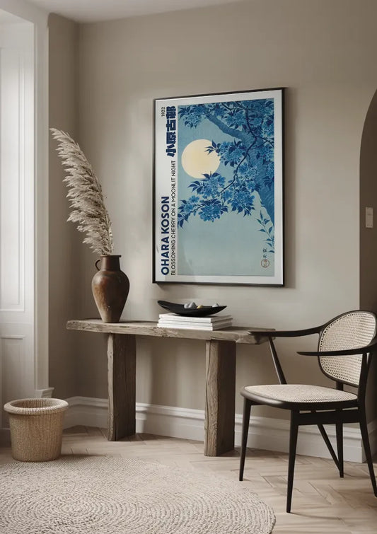 Ohara Koson bloesems canvas schilderij aan de wand in de hal