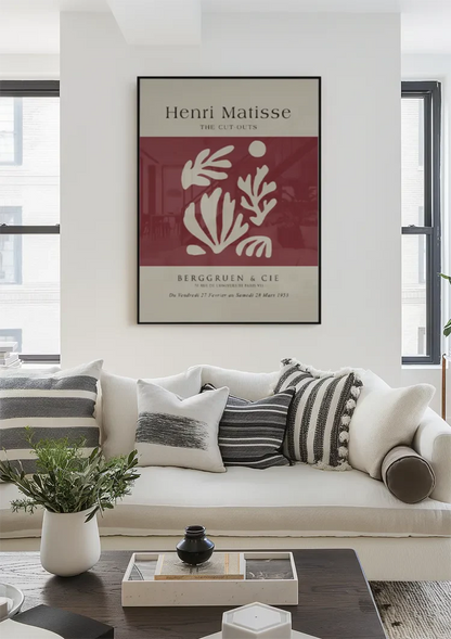H. Matisse Abstracte Bladvormen Wit Rood Berggruen Galerie Poster Schilderij