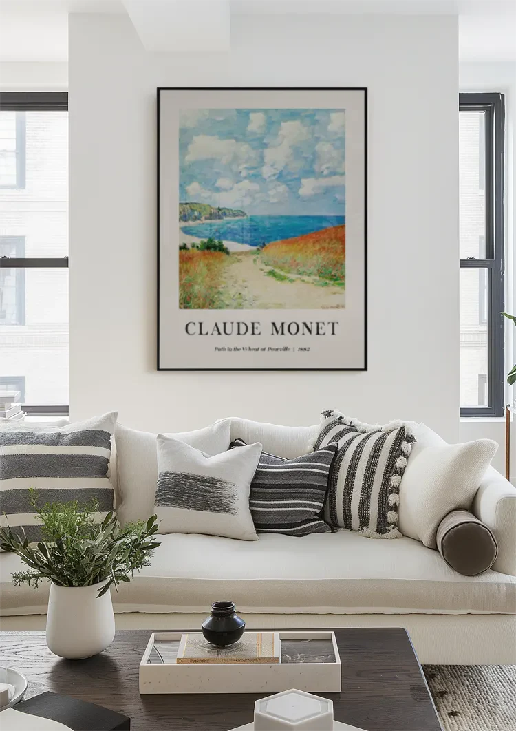 Claude Monet Pad door het Tarweveld bij Pourville Kustlandschap Schilderij