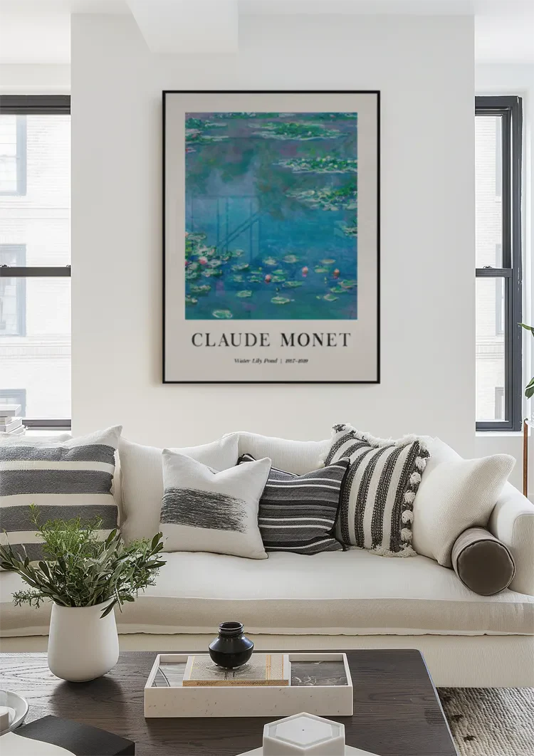 Claude Monet Waterlelievijver Blauwgroene Wateroppervlakte Impressionistisch Schilderij
