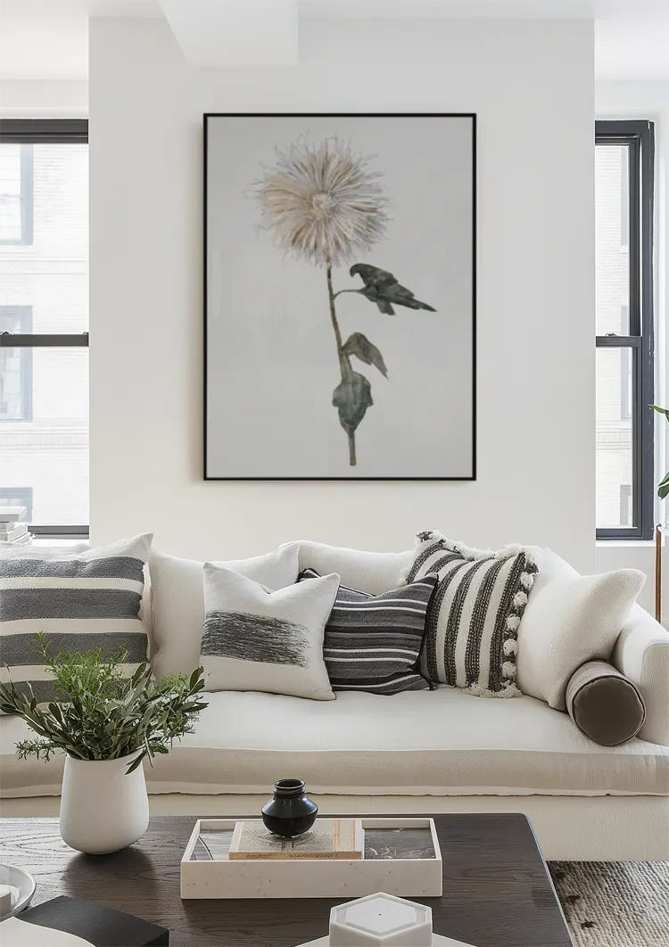 Botanical Watercolor Flower on White Background Painting