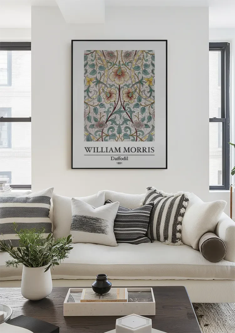 William Morris Daffodil Narcissen Symmetrisch Bloemenpatroon Klassiek Kunst Schilderij