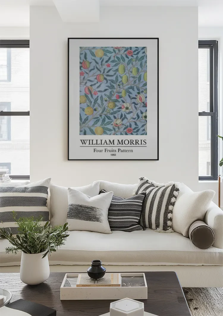William Morris Obstmuster Bunte Früchte Blauer Hintergrund Gemälde
