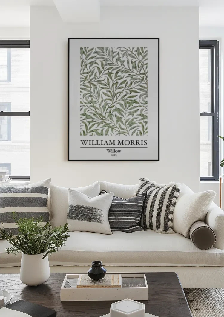 William Morris Weiden Grüne Zweige Blätter Weißes Gemälde