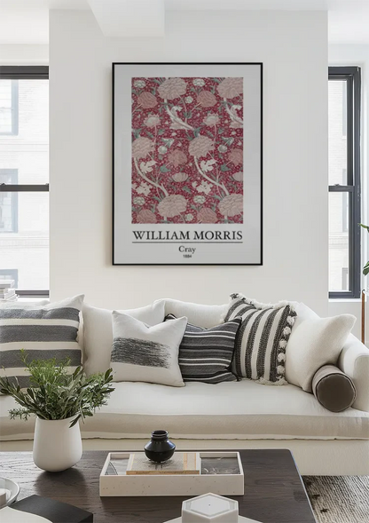 William Morris Cray Rosa Beige Blumen auf Rot Gemälde