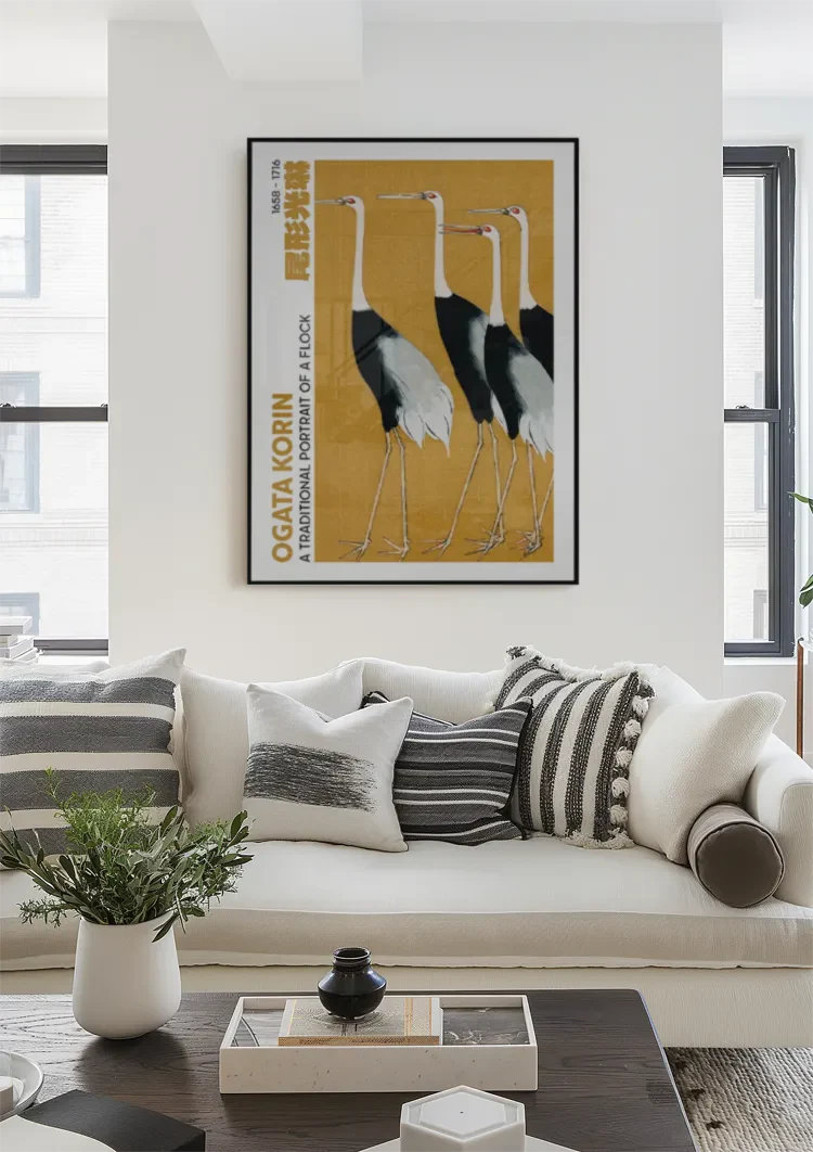 Ogata Korin Kraniche Gruppe Gold Japanische Kunst Malerei