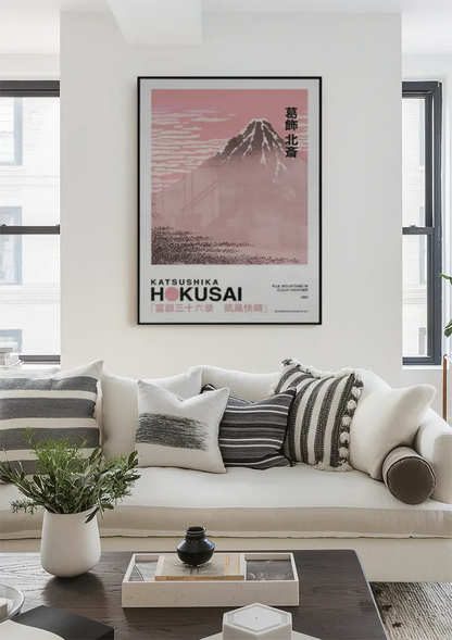 Katsushika Hokusai Fuji Bergen Helder Weer Roze Japanse Kunst Schilderij