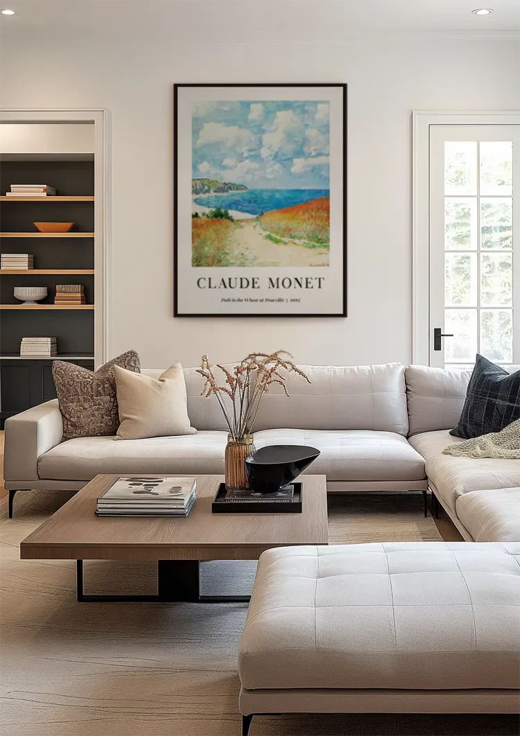 Claude Monet Pad door het Tarweveld bij Pourville Kustlandschap Schilderij