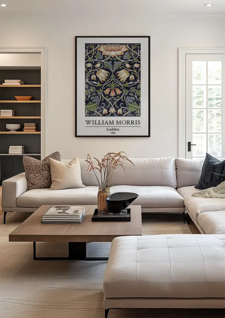 William Morris Lodden Detailliertes Blumenmuster Dunkler Hintergrund Gemälde