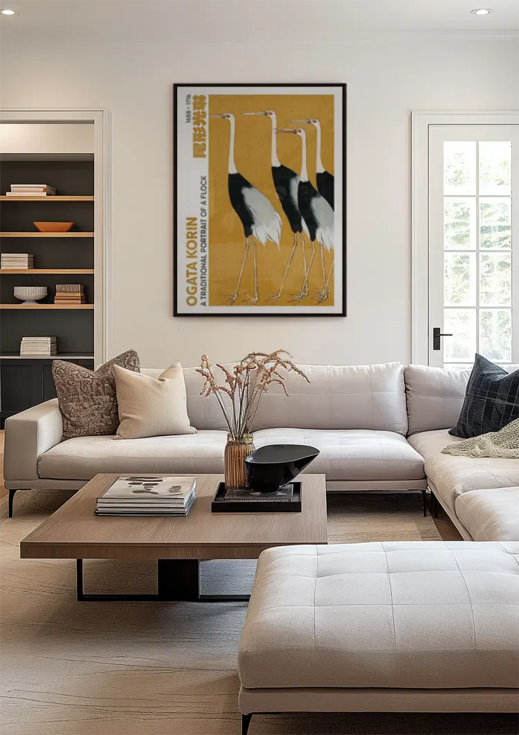 Ogata Korin Kraniche Gruppe Gold Japanische Kunst Malerei