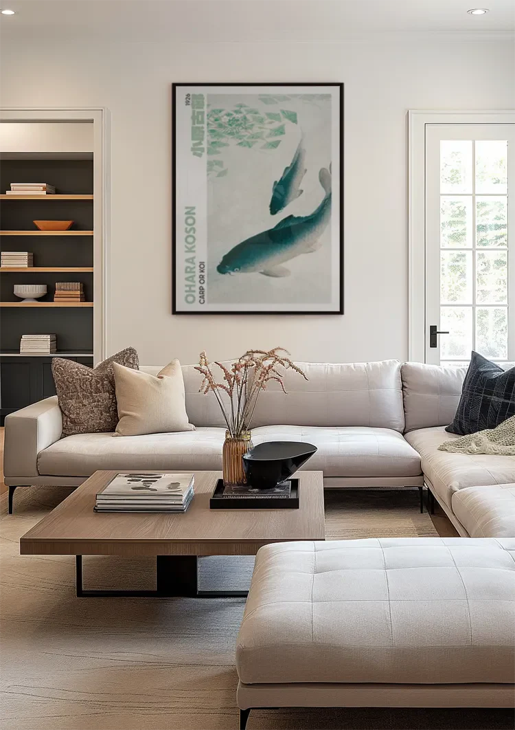 Ohara Koson Carp Koi Lotus Leaves Japanese Art Painting