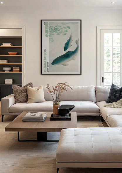 Ohara Koson Carp Koi Lotus Leaves Japanese Art Painting