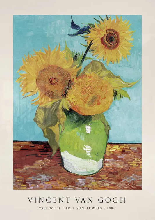 Zonnebloemen canvas schilderij aan de muur boven het bed in de slaapkamer