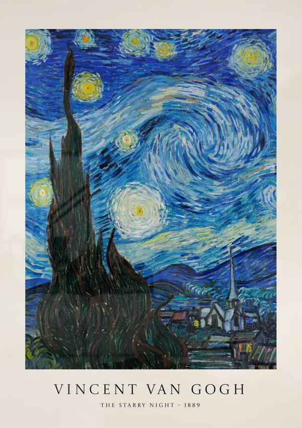 Van Gogh Sternennacht Nachthimmel Blaue Wirbel Malerei