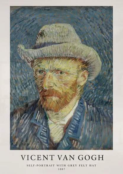Van Gogh Zelfportret Grijze Vilten Hoed 1887 Schilderij