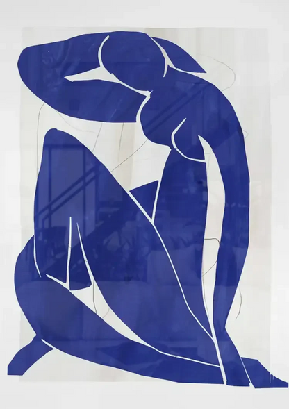 Blue Female Silhouette White Background Abstract Painting