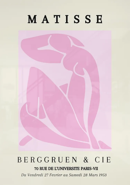 Matisse Roze Abstracte Vrouwfiguur canvas schilderij hangt boven het bed in de slaapkamer