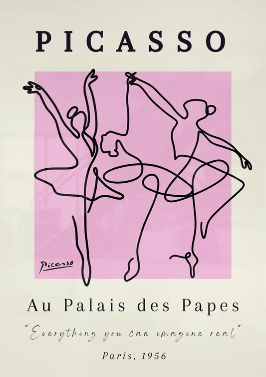 Picasso Balletdansers canvas schilderij hangt boven het bed in de slaapkamer