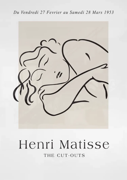 Lying Woman Minimalist Line Art Beige Background Painting