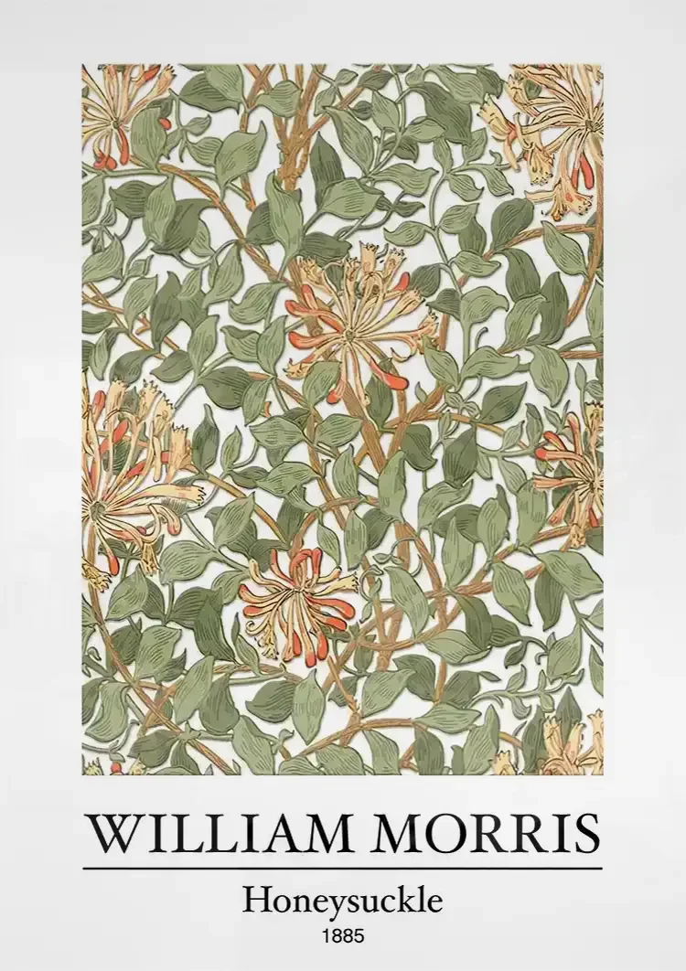 William Morris Geißblatt Botanisches Muster Grüne Blätter Gemälde