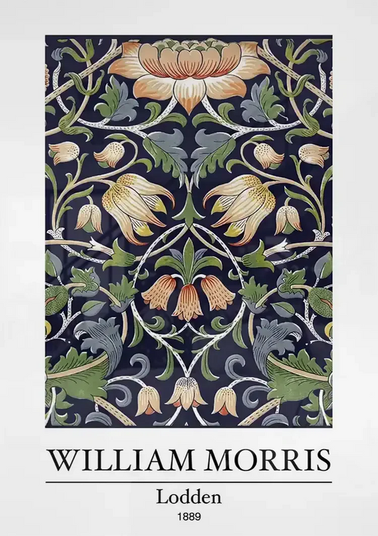 William Morris Lodden canvas schilderij hangt boven het bed in de slaapkamer