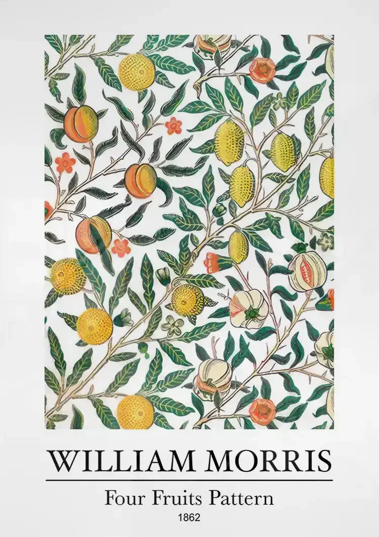William Morris Four Fruits Botanical Fruit Pattern Painting