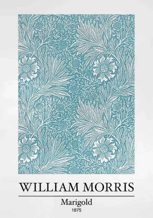 William Morris Goudsbloem canvas schilderij boven het bed in de slaapkamer