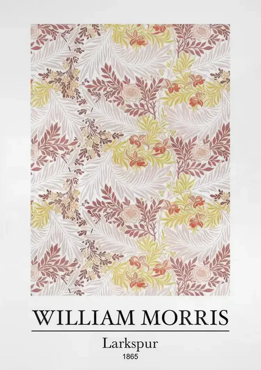 William Morris Larkspur canvas schilderij boven het bed in de slaapkamer