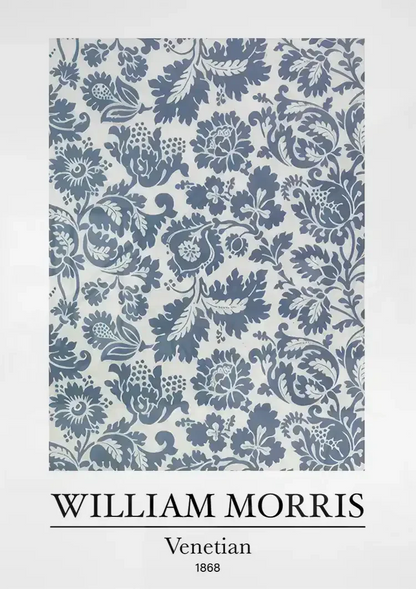 William Morris Venetian Blauw Wit Bloemenpatroon Schilderij