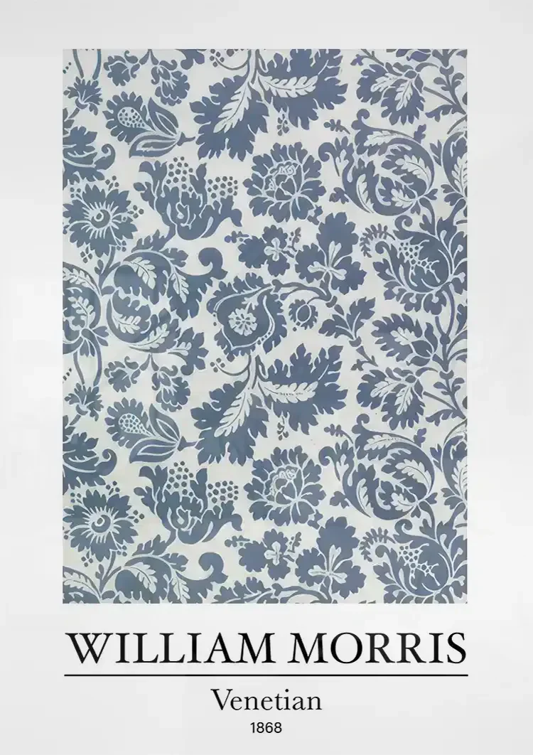 William Morris Venezianisch Blau Weiß Blumenmuster Gemälde