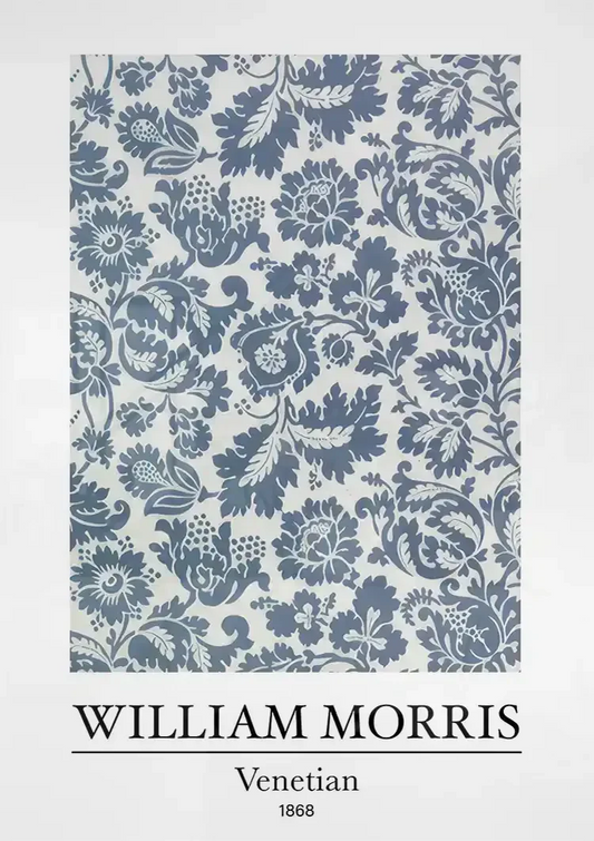 William Morris Venetian canvas schilderij boven het bed in de slaapkamer