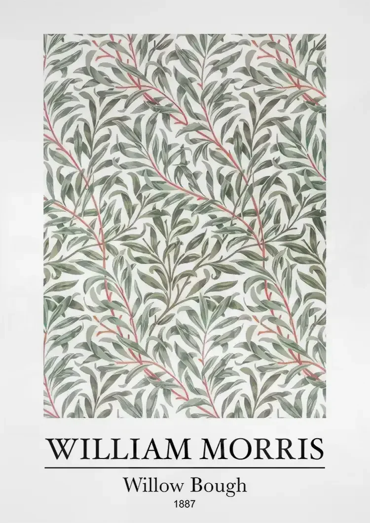 William Morris Willow Bough Groene Takken Rode Bessen Schilderij