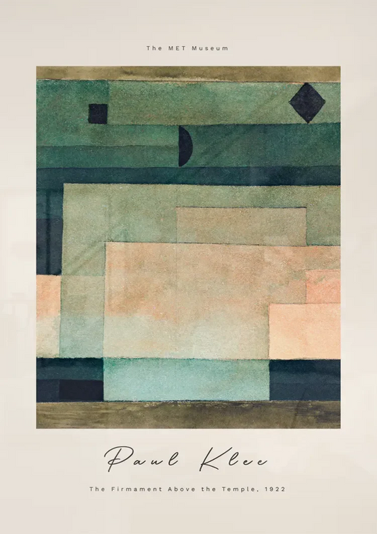 Abstracte blokken van Klee canvas schilderij boven het bed in de slaapkamer