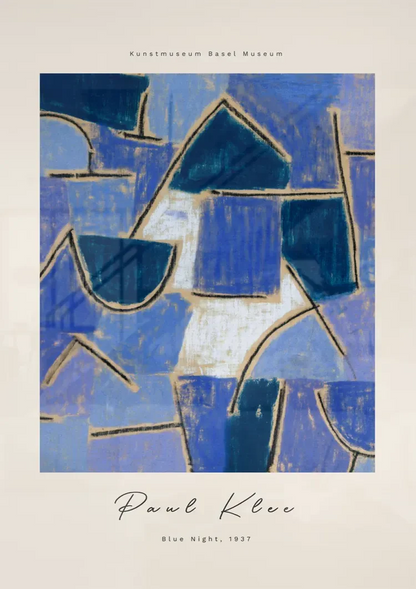 Blue Geometric Shapes Gold Lines Paul Klee Abstract Painting