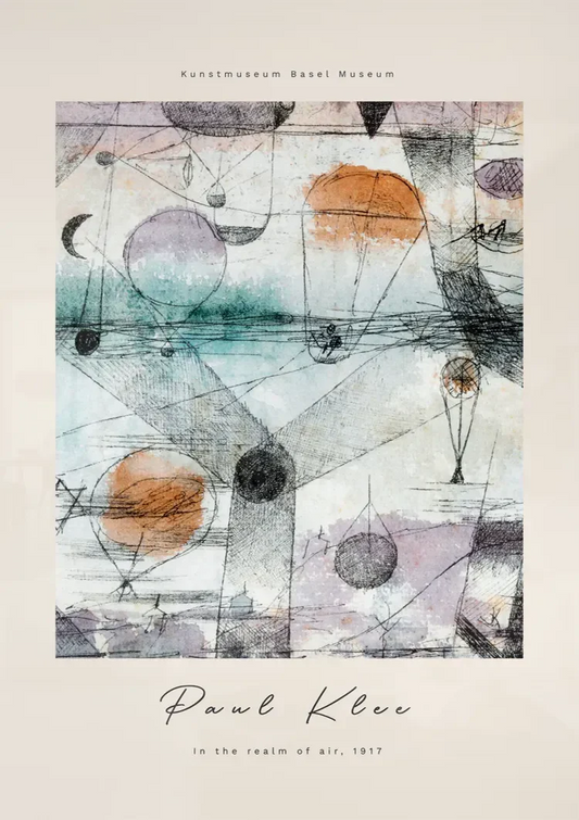 Vormen van Paul Klee canvas schilderij boven het bed in de slaapkamer