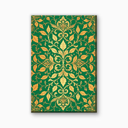 Smaragdgroene arabesk canvas schilderij in smaragdgroen en goud