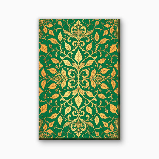 Smaragdgroene arabesk canvas schilderij in smaragdgroen en goud