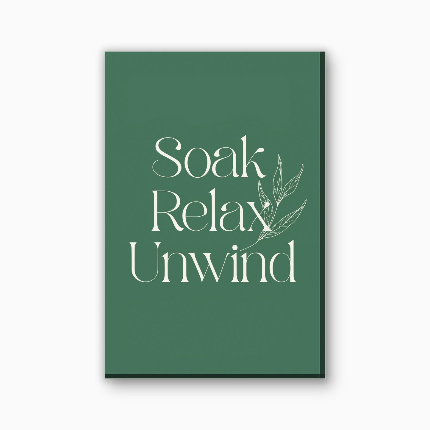 Soak Relax Unwind tekst canvas schilderij in saliegroen en creme