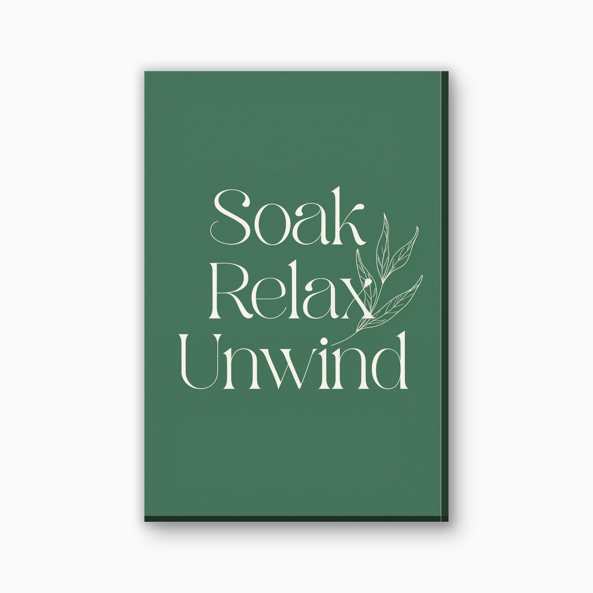 Soak Relax Unwind tekst canvas schilderij in saliegroen en creme
